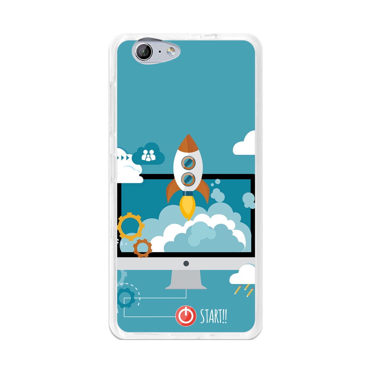 Funda Gel Tpu para Orange Neva 80 / Zte Blade V770 Diseño Cohete Dibujos