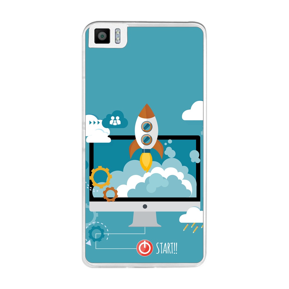 Funda Gel Tpu para Bq Aquaris M2017 / M5.5 Diseño Cohete Dibujos