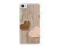 Funda Gel Tpu para Bq Aquaris M2017 / M5.5 Diseño Corazones Madera Dibujos
