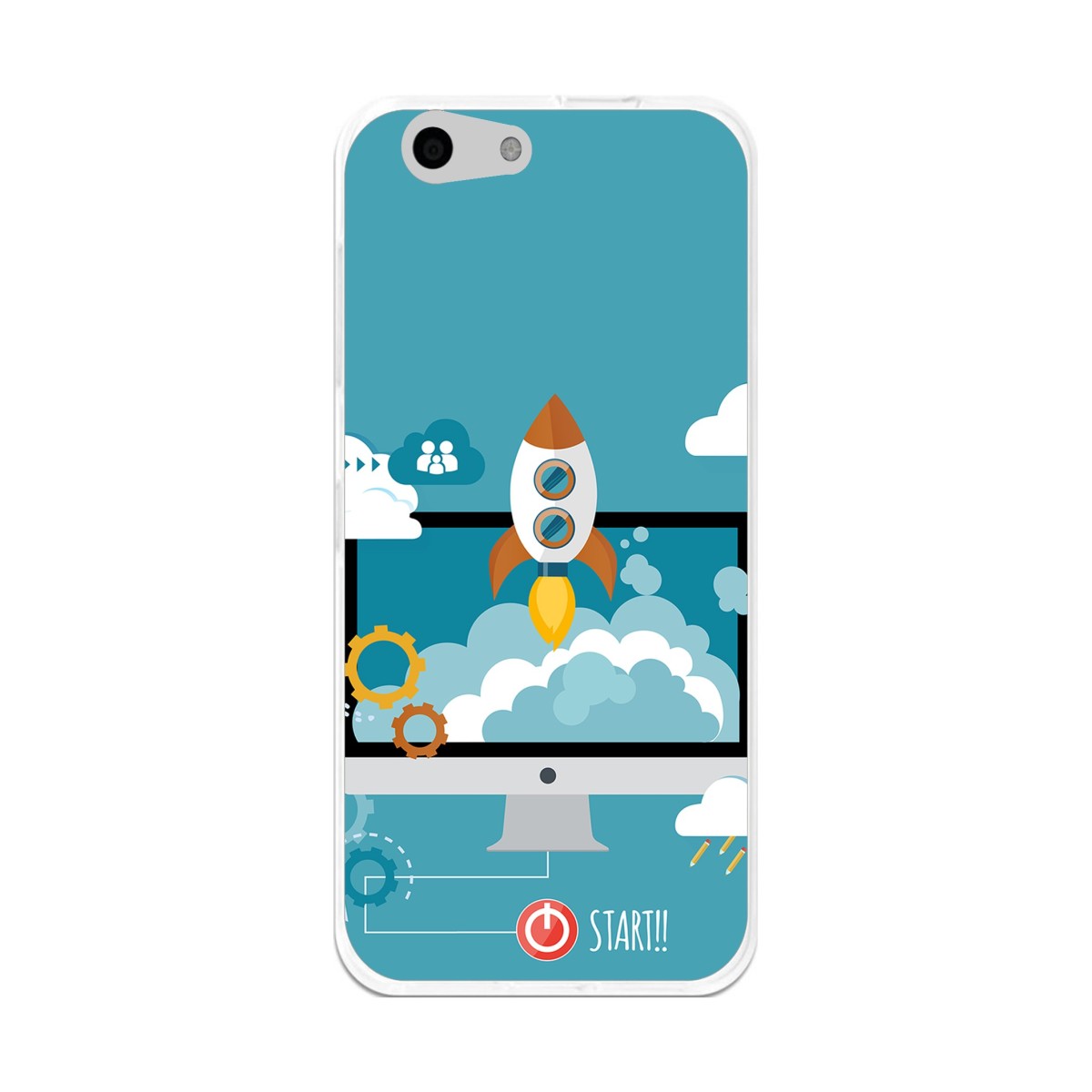 Funda Gel Tpu para Orange Dive 71 / Zte Blade A506 Diseño Cohete Dibujos
