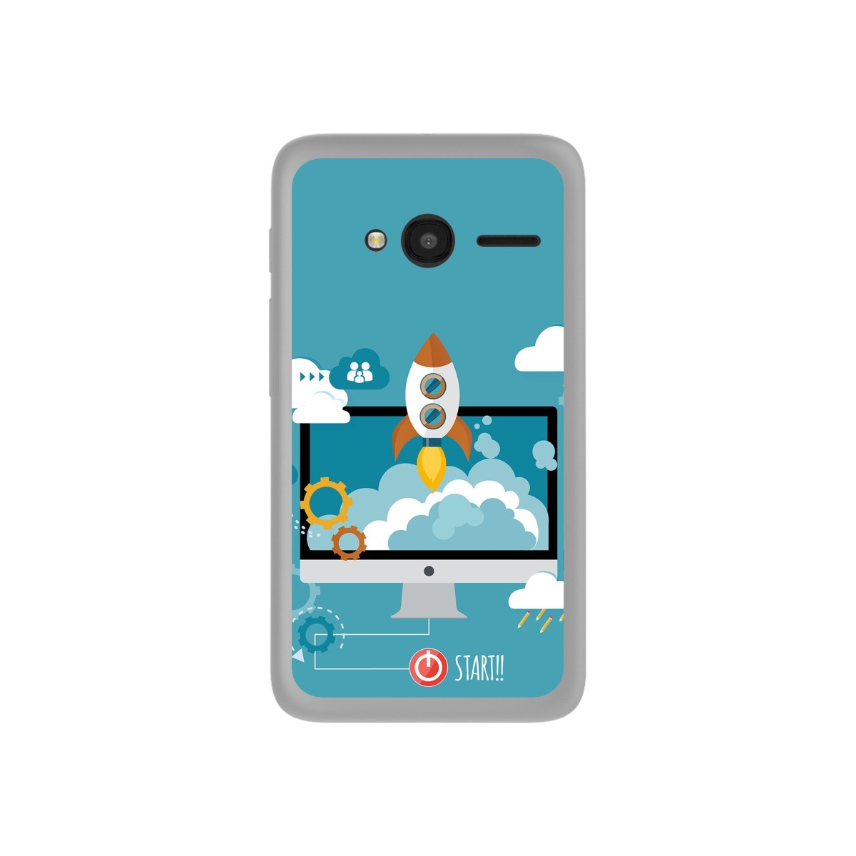 Funda Gel Tpu para Orange Rise 31 / Alcatel Pixi 4 (4") Diseño Cohete Dibujos