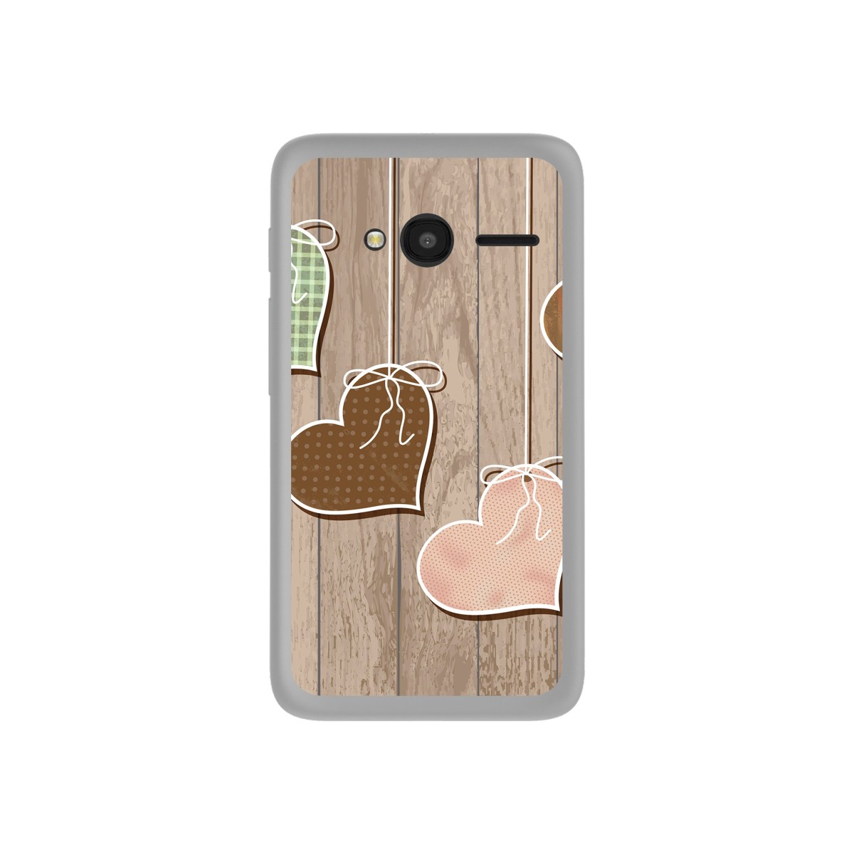 Funda Gel Tpu para Orange Rise 31 / Alcatel Pixi 4 (4") Diseño Corazones Madera Dibujos