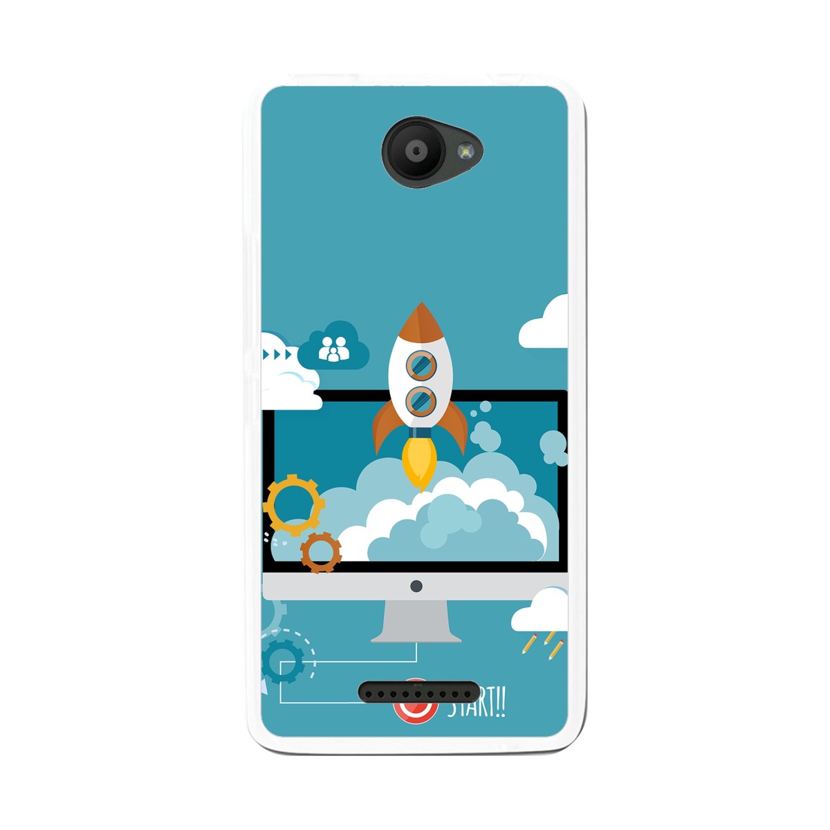 Funda Gel Tpu para Bq Aquaris U / U Lite Diseño Cohete Dibujos