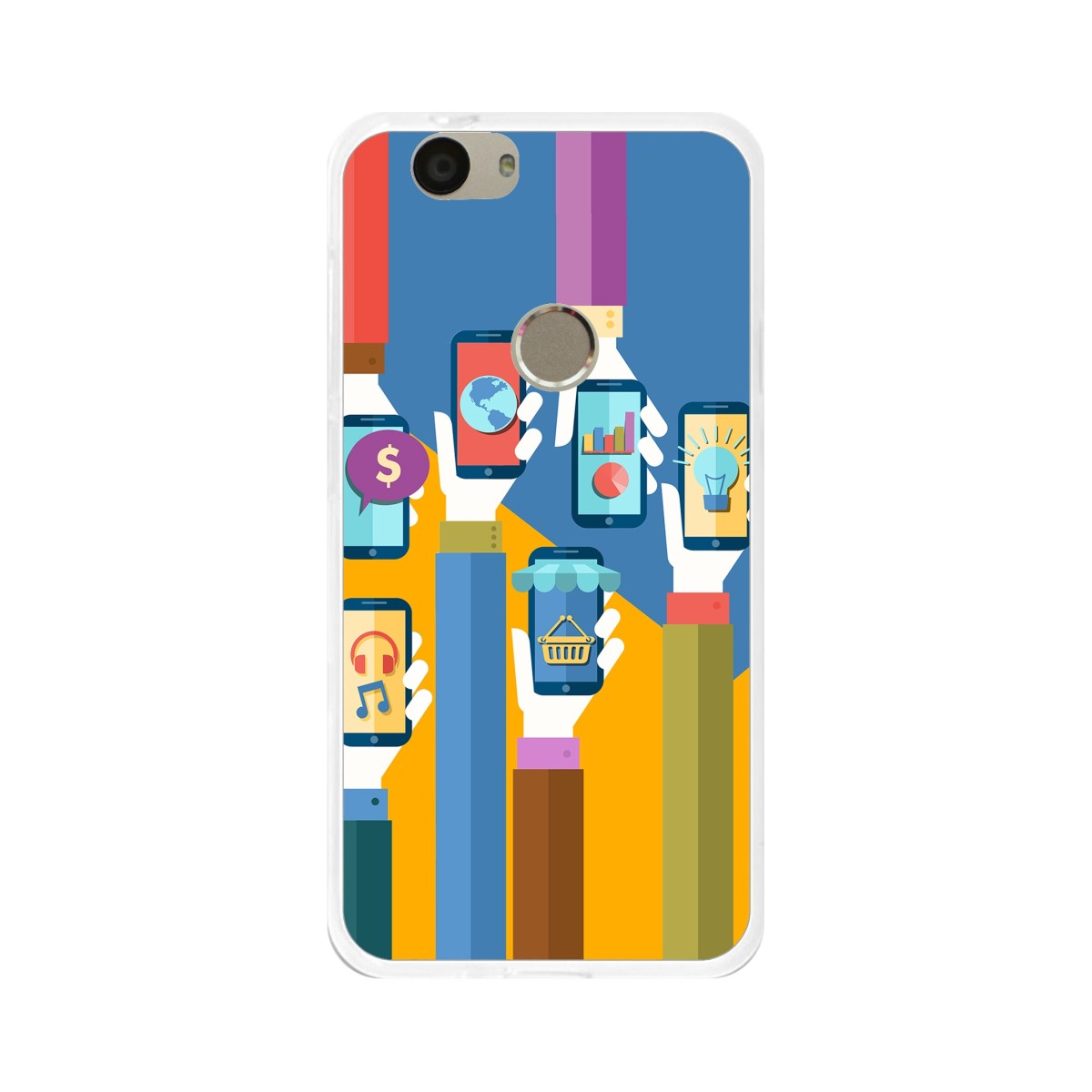 Funda Gel Tpu para Huawei Nova Diseño Apps Dibujos