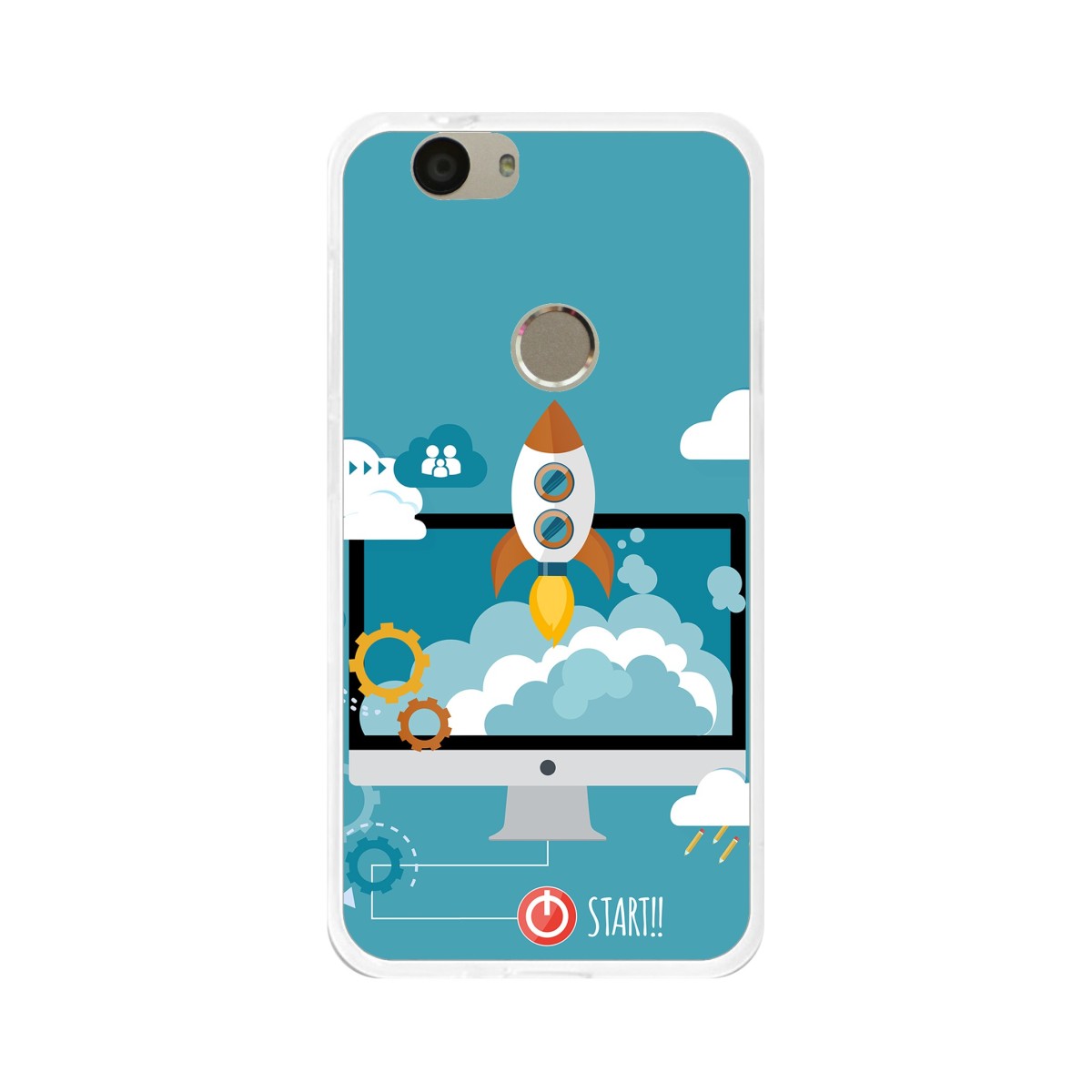 Funda Gel Tpu para Huawei Nova Diseño Cohete Dibujos