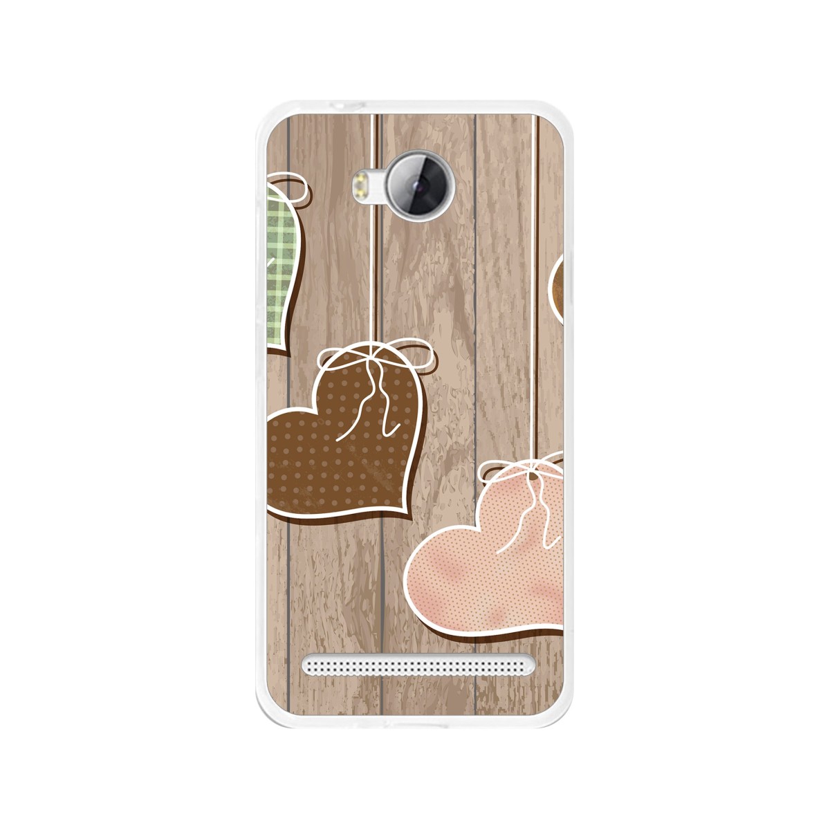 Funda Gel Tpu para Huawei Y3 II Diseño Corazones Madera Dibujos