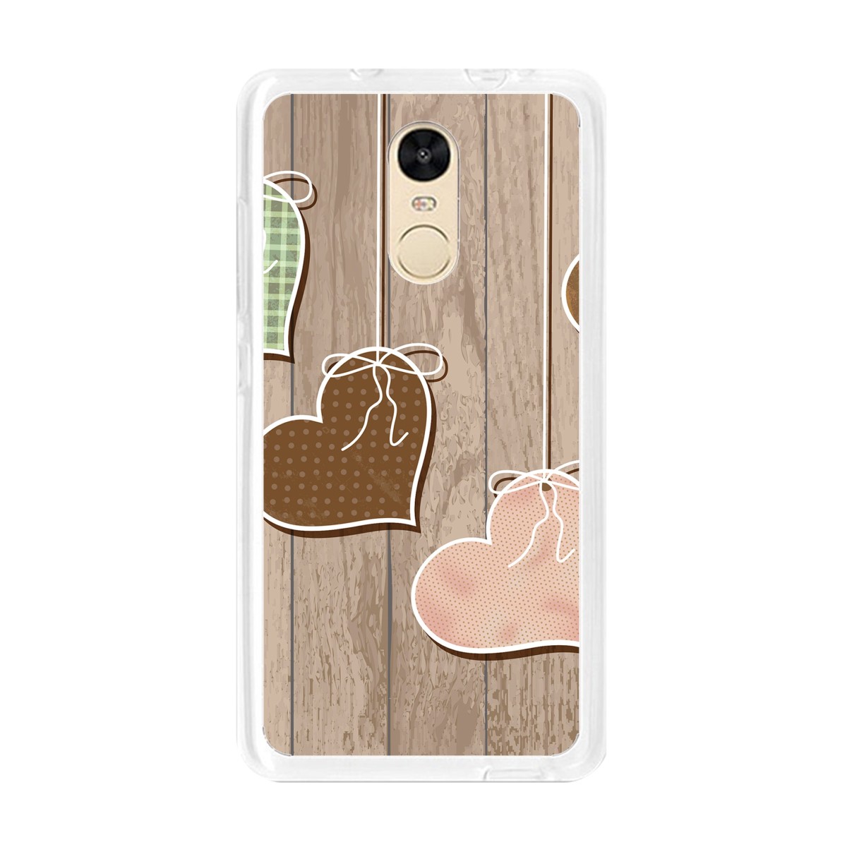 Funda Gel Tpu para Xiaomi Redmi Note 4 / Note 4 Pro Diseño Corazones Madera Dibujos