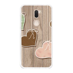 Funda Gel Tpu para Xiaomi Mi 5S Plus Diseño Corazones Madera Dibujos