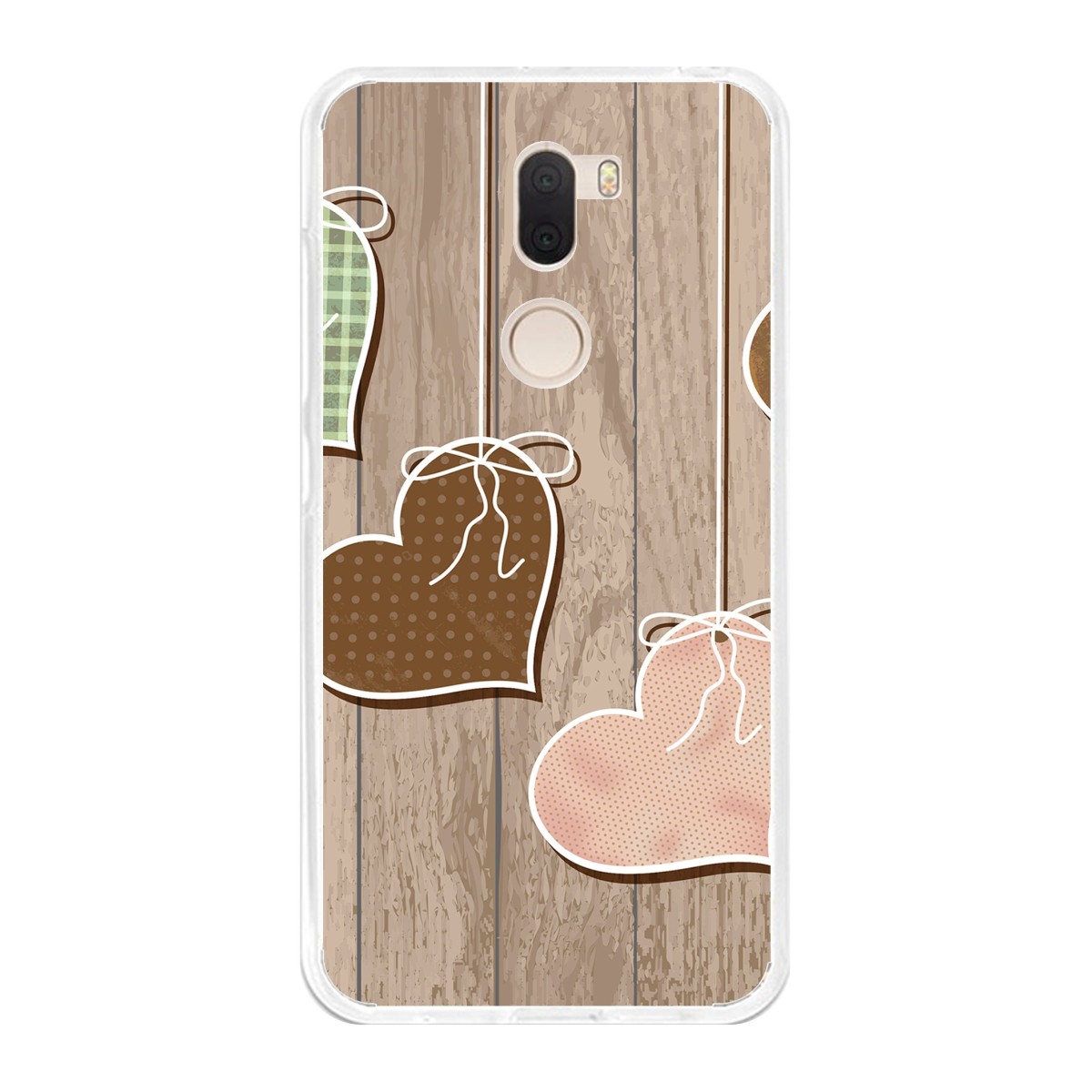Funda Gel Tpu para Xiaomi Mi 5S Plus Diseño Corazones Madera Dibujos