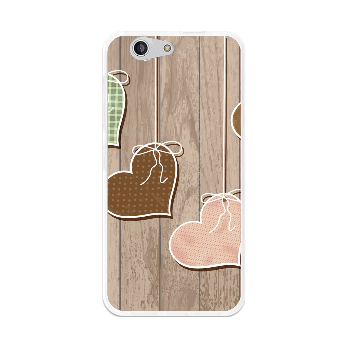 Funda Gel Tpu para Zte Blade A512 Diseño Corazones Madera Dibujos