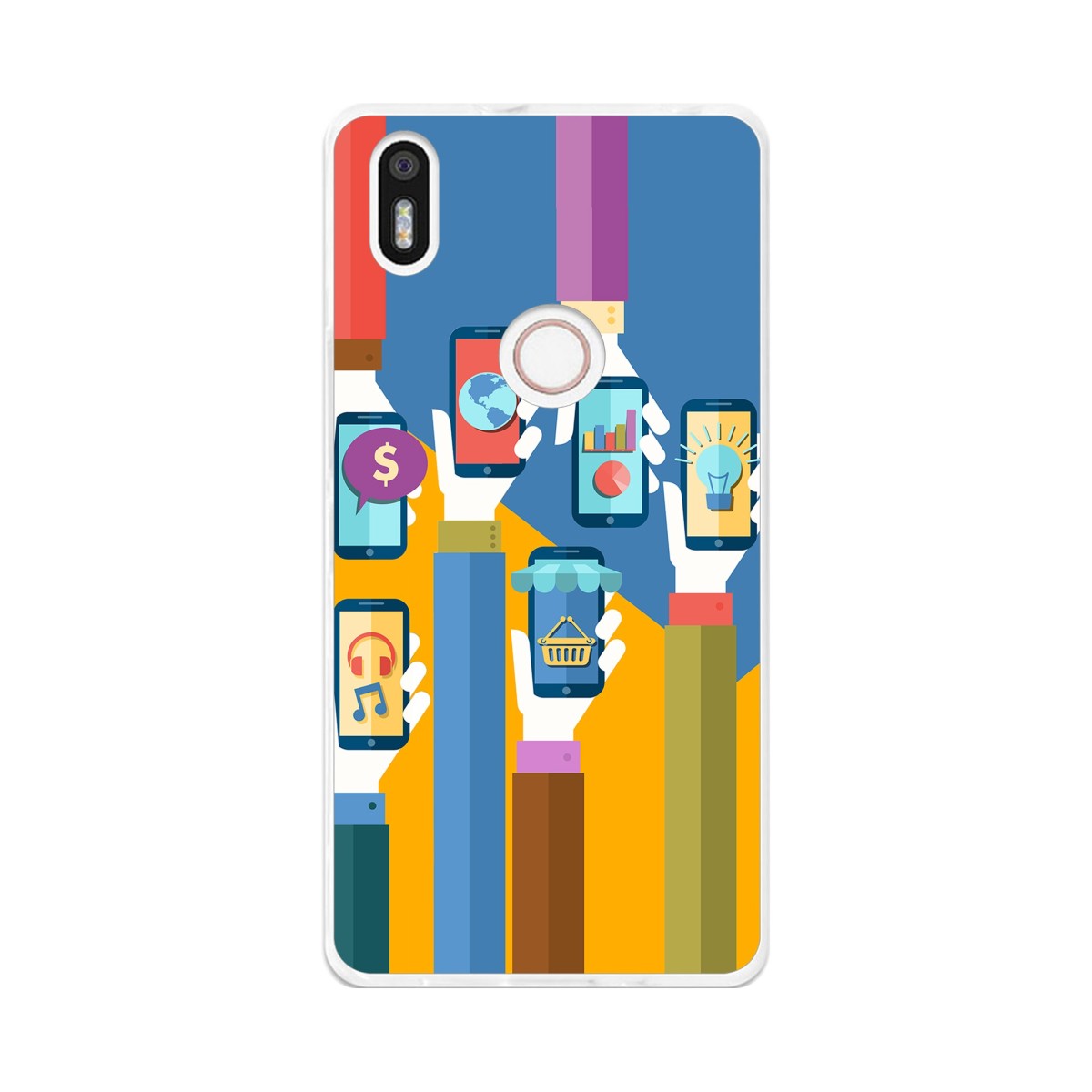Funda Gel Tpu para Bq Aquaris X5 Plus Diseño Apps Dibujos