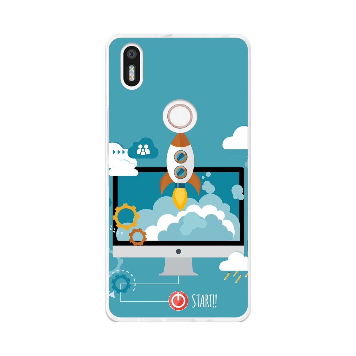 Funda Gel Tpu para Bq Aquaris X5 Plus Diseño Cohete Dibujos