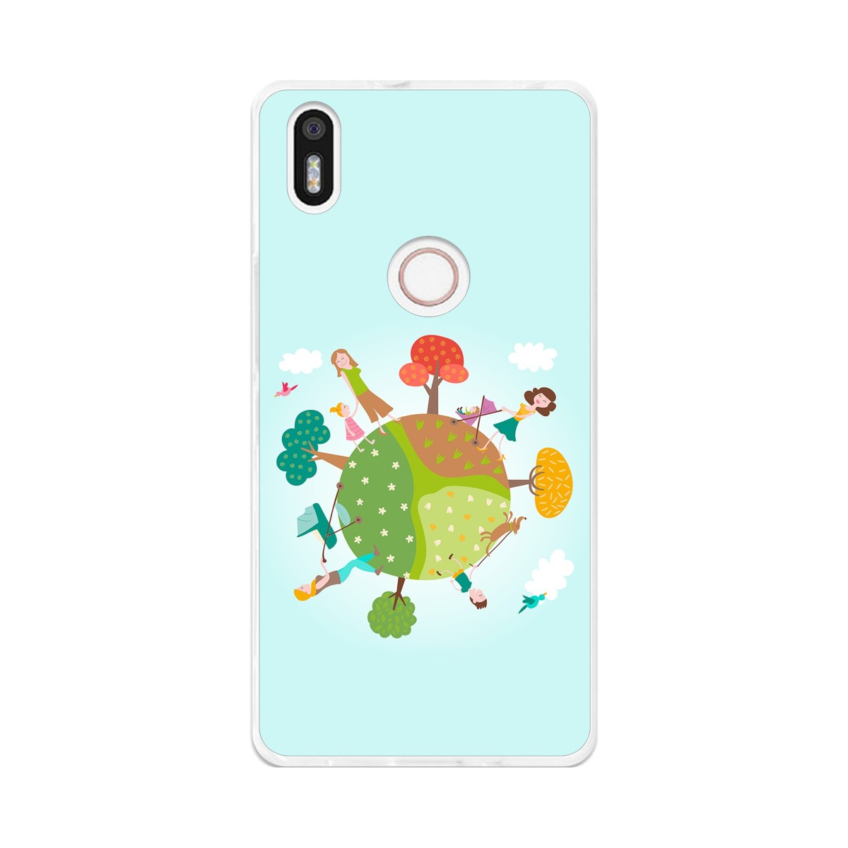 Funda Gel Tpu para Bq Aquaris X5 Plus Diseño Familia Dibujos