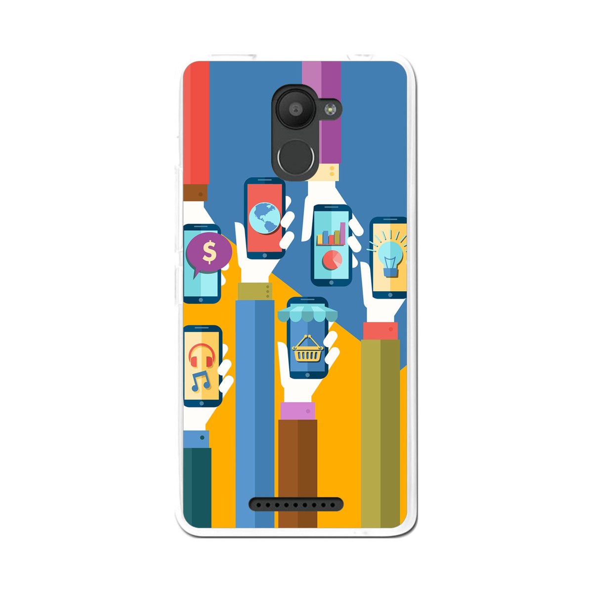 Funda Gel Tpu para Bq Aquaris U Plus Diseño Apps Dibujos