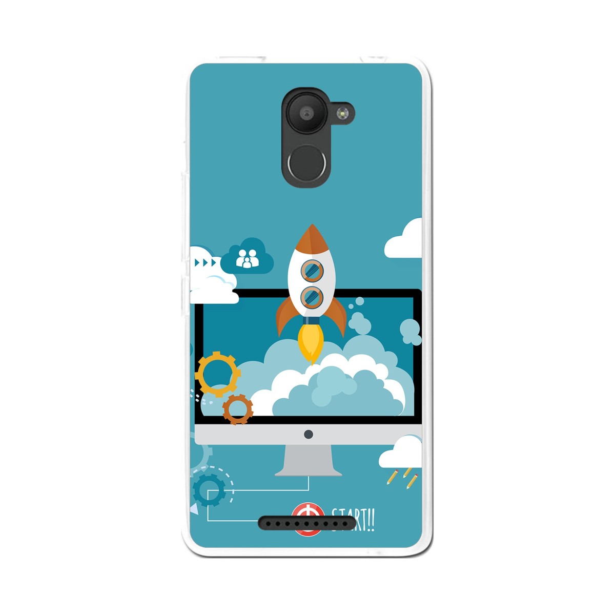 Funda Gel Tpu para Bq Aquaris U Plus Diseño Cohete Dibujos