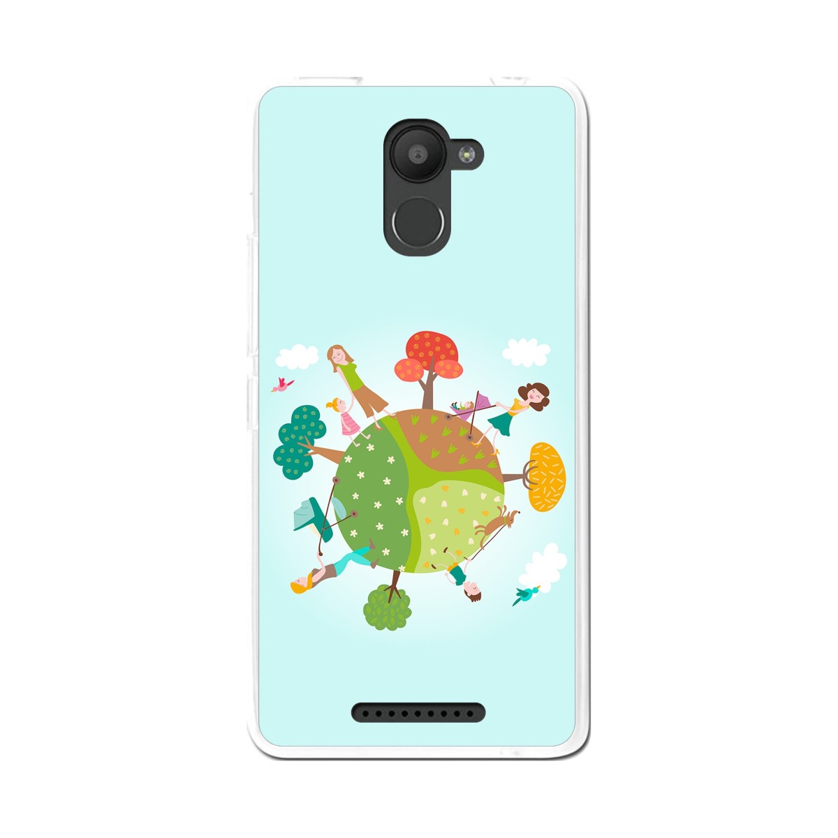 Funda Gel Tpu para Bq Aquaris U Plus Diseño Familia Dibujos