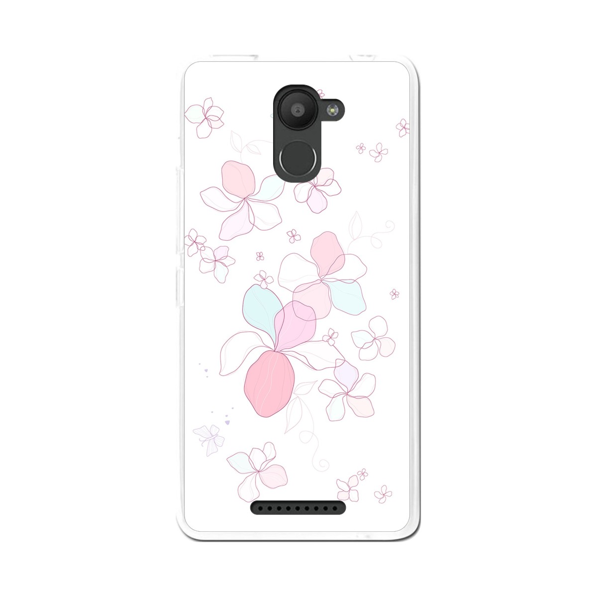 Funda Gel Tpu para Bq Aquaris U Plus Diseño Flores-Minimal Dibujos