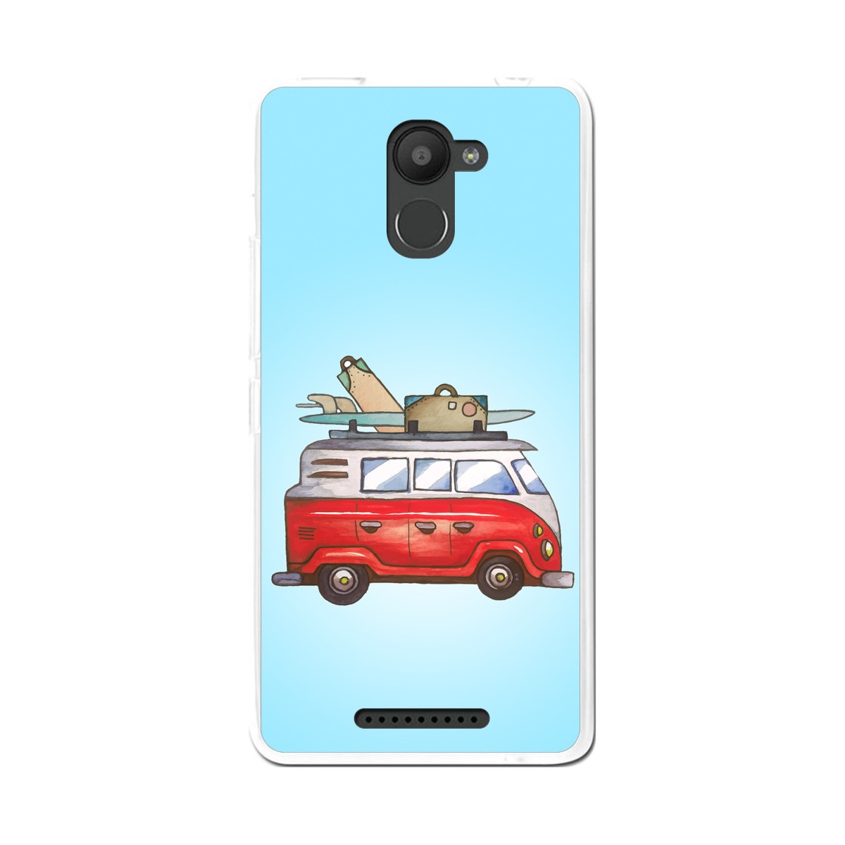 Funda Gel Tpu para Bq Aquaris U Plus Diseño Furgoneta Dibujos