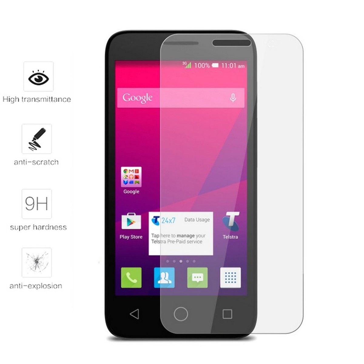 Protector Pantalla Cristal Templado para Orange Rise 31 / Alcatel Pixi 4 (4") Vidrio