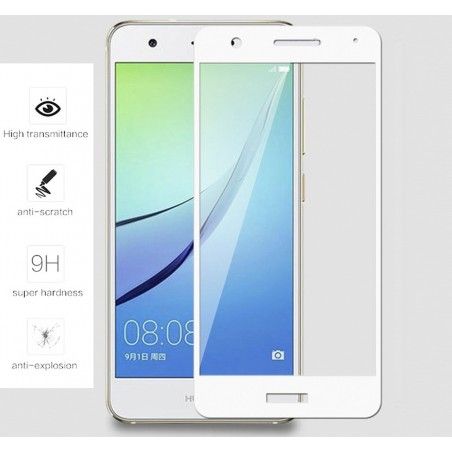 Protector Cristal Templado Frontal Completo Blanco para Huawei Nova Vidrio