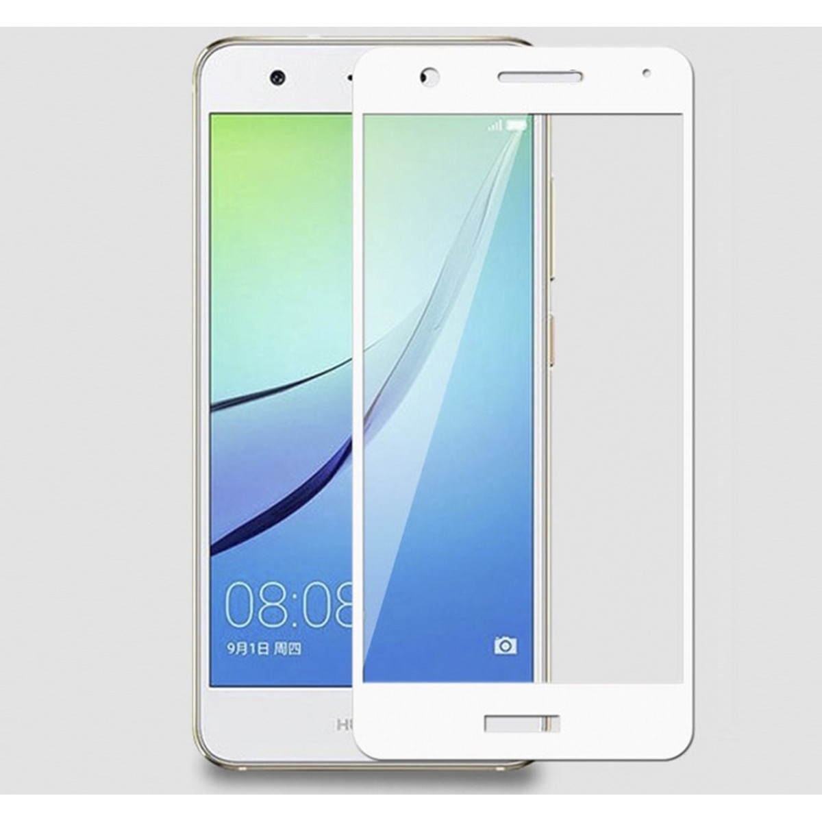 Protector Cristal Templado Frontal Completo Blanco para Huawei Nova Vidrio