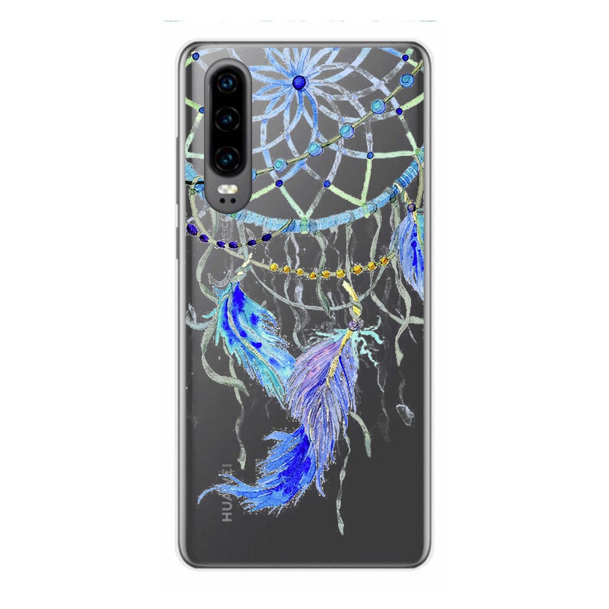 Funda Gel Transparente para Huawei P30 diseño Plumas Dibujos