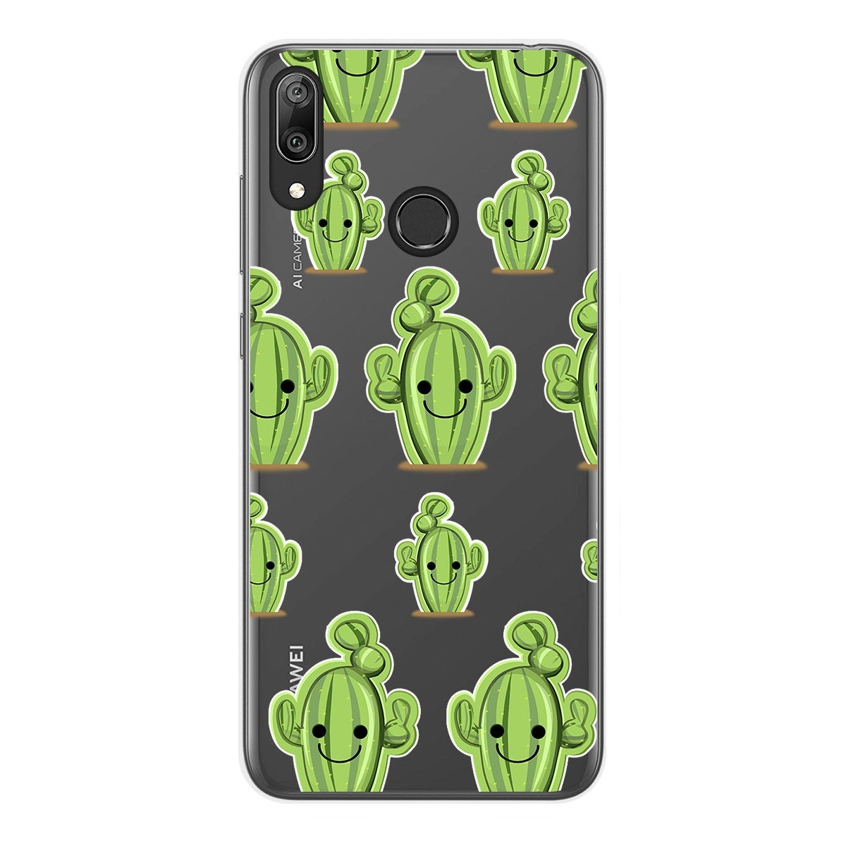 Funda Gel Transparente para Huawei Y7 2019 diseño Cactus Dibujos