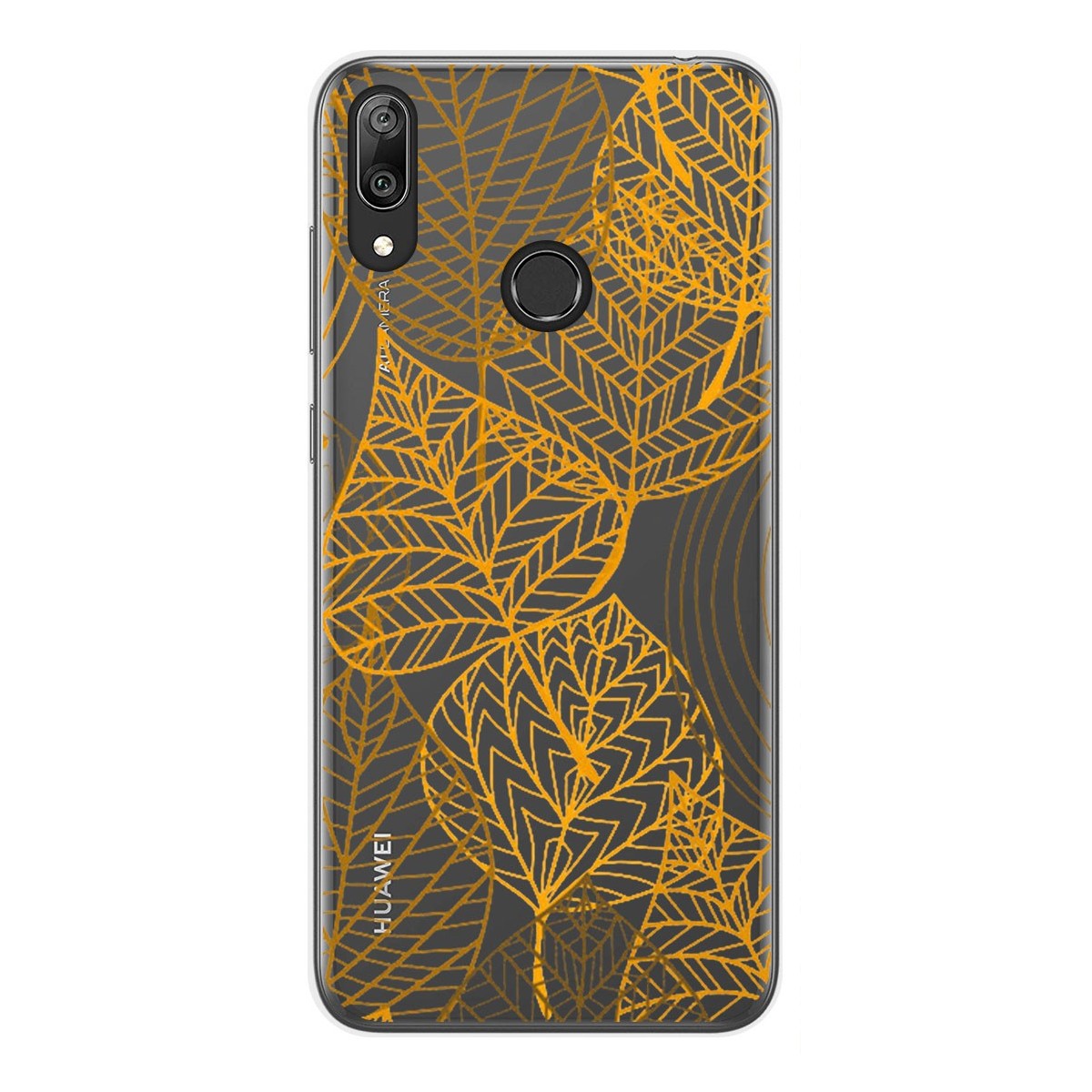 Funda Gel Transparente para Huawei Y7 2019 diseño Hojas Dibujos