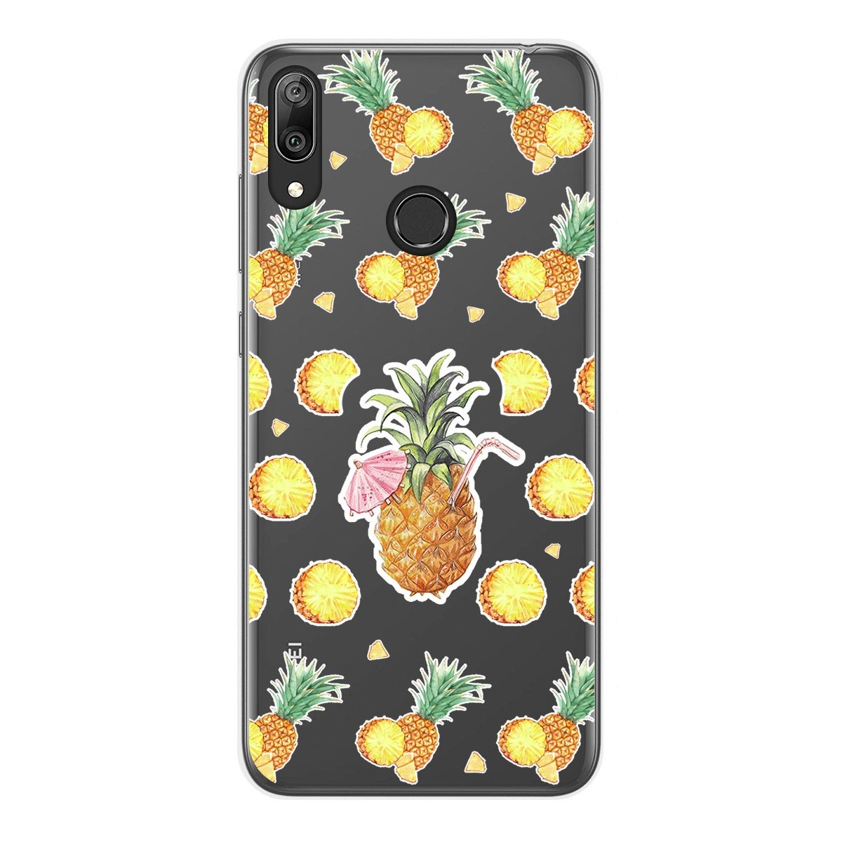 Funda Gel Transparente para Huawei Y7 2019 diseño Piña Dibujos