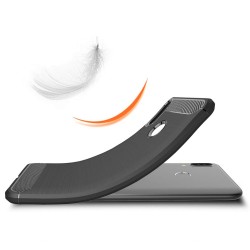 Funda Gel Tpu Tipo Carbon Negra para Huawei Y9 2019 2