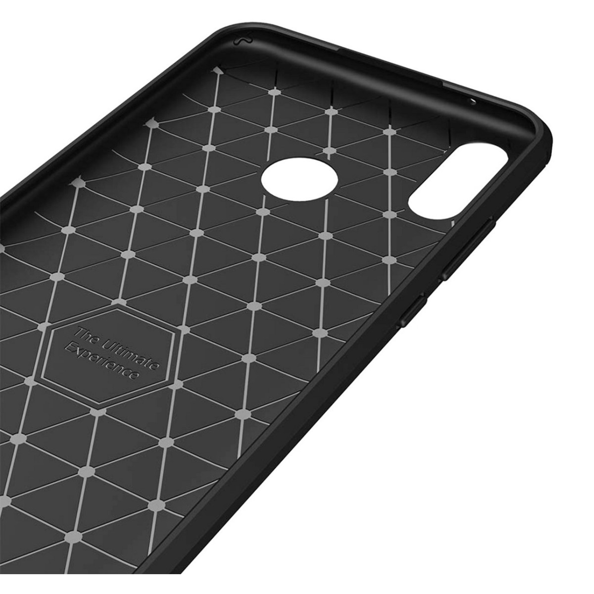 Funda Gel Tpu Tipo Carbon Negra para Huawei Y9 2019