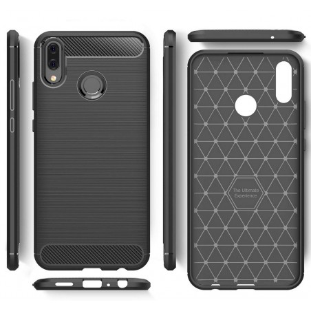 Funda Gel Tpu Tipo Carbon Negra para Huawei Y9 2019