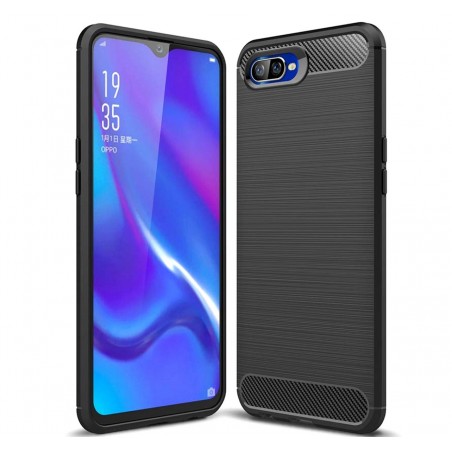 Funda Gel Tpu Tipo Carbon Negra para Oppo RX17 Neo