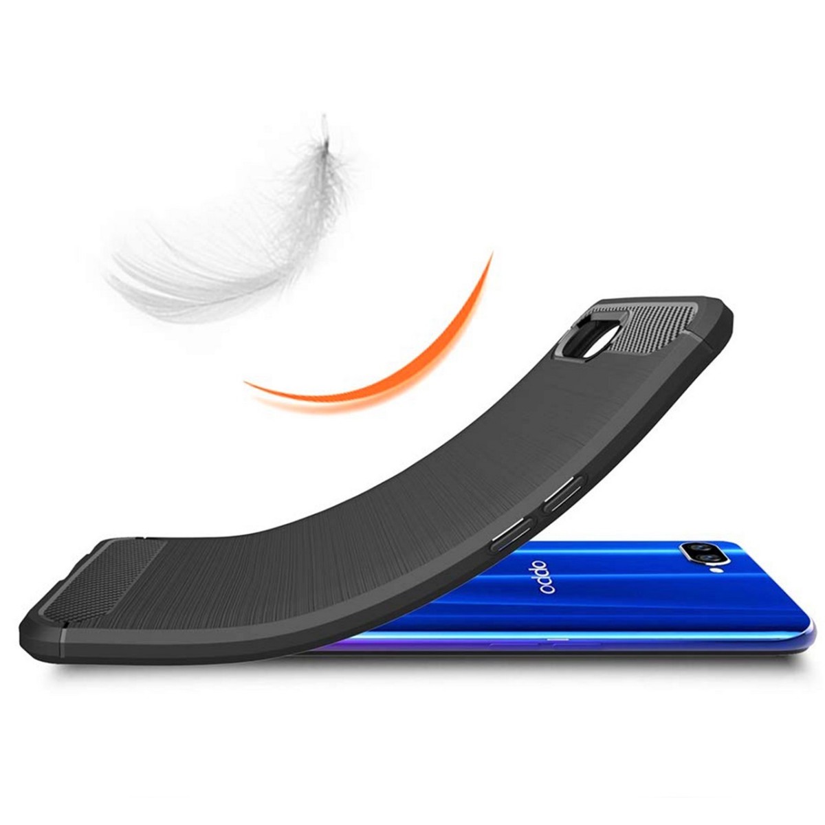 Funda Gel Tpu Tipo Carbon Negra para Oppo RX17 Neo