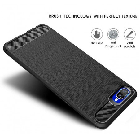 Funda Gel Tpu Tipo Carbon Negra para Oppo RX17 Neo