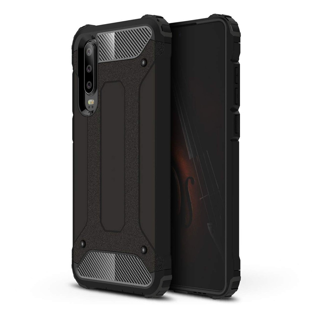 Funda Tipo Hybrid Tough Armor (Pc+Tpu) Negra para Huawei P30