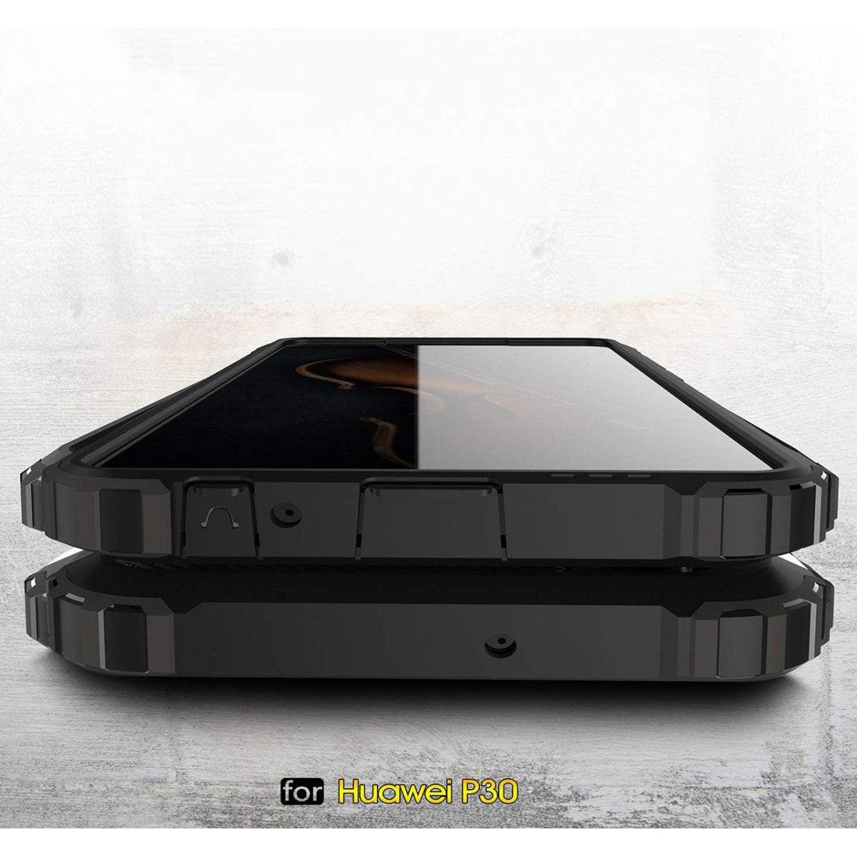 Funda Tipo Hybrid Tough Armor (Pc+Tpu) Negra para Huawei P30