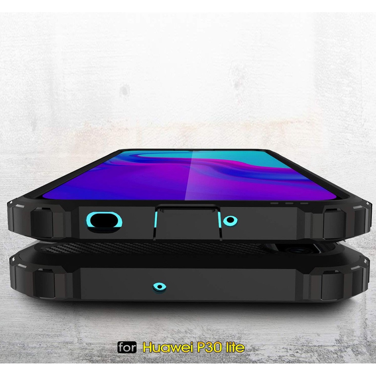 Funda Tipo Hybrid Tough Armor (Pc+Tpu) Negra para Huawei P30 Lite