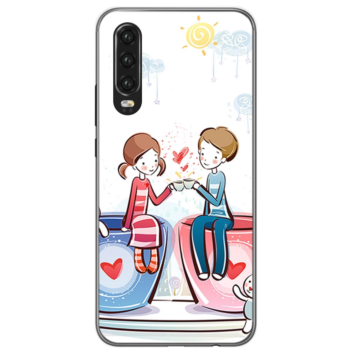 Funda Gel Tpu para Huawei P30 diseño Café Dibujos