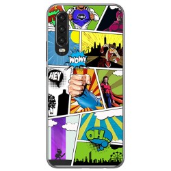 Funda Gel Tpu para Huawei P30 diseño Comic Dibujos
