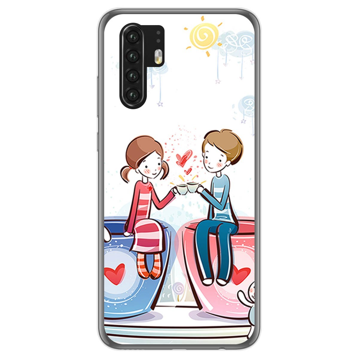 Funda Gel Tpu para Huawei P30 Pro diseño Café Dibujos