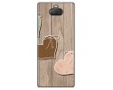Funda Gel Tpu para Sony Xperia 10 Plus diseño Corazones Madera Dibujos