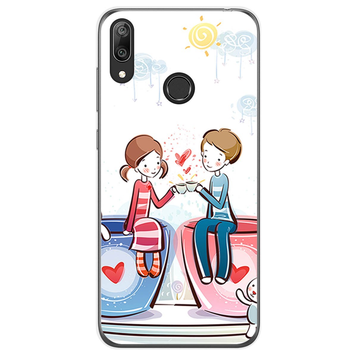 Funda Gel Tpu para Huawei Y7 2019 diseño Café Dibujos