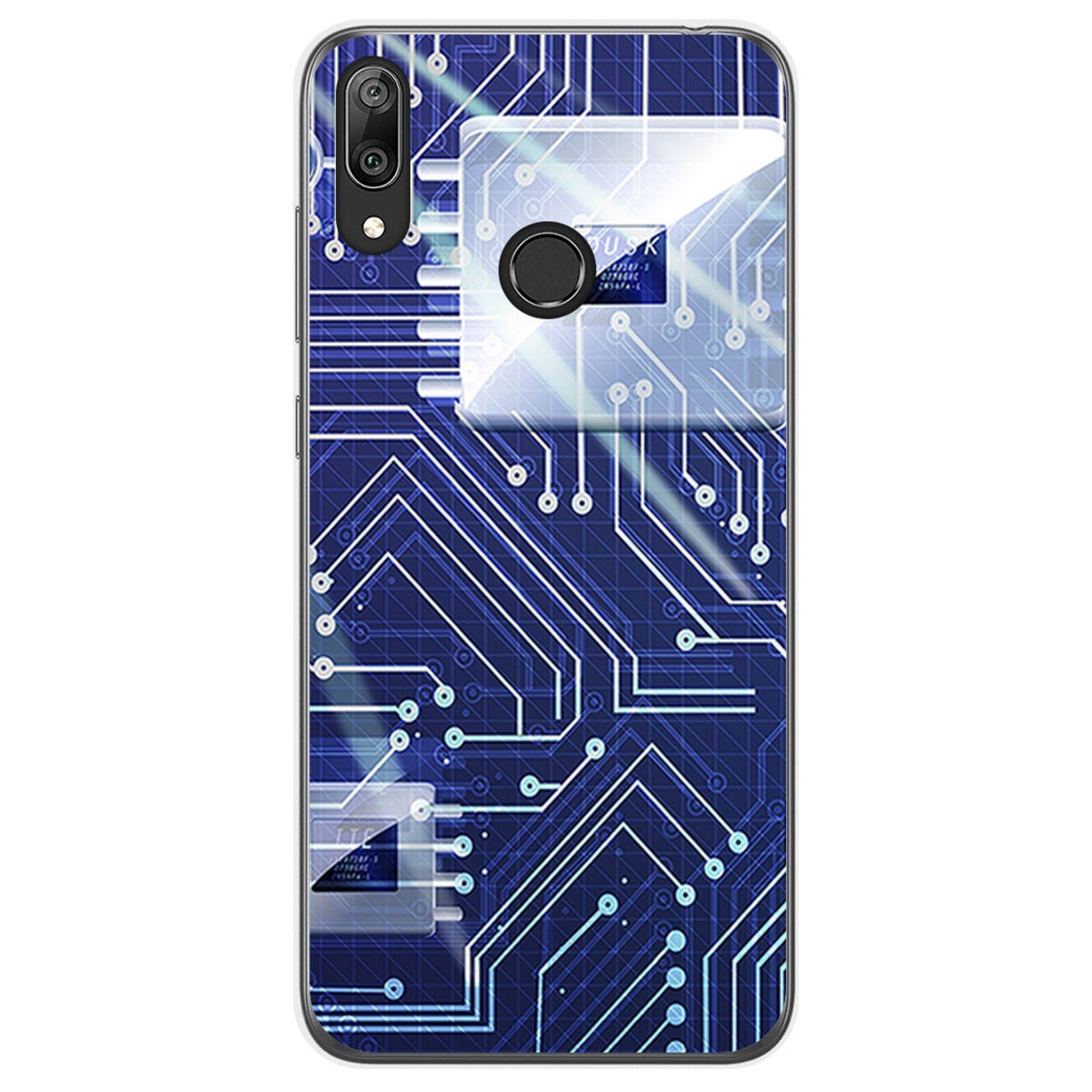 Funda Gel Tpu para Huawei Y7 2019 diseño Circuito Dibujos