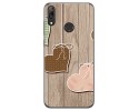 Funda Gel Tpu para Huawei Y7 2019 diseño Corazones Madera Dibujos