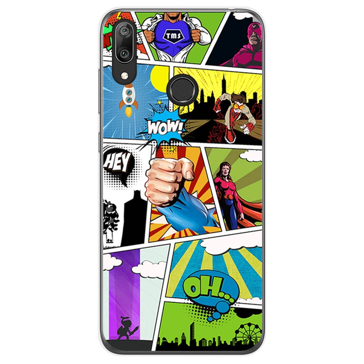 Funda Gel Tpu para Huawei Y7 2019 diseño Comic Dibujos