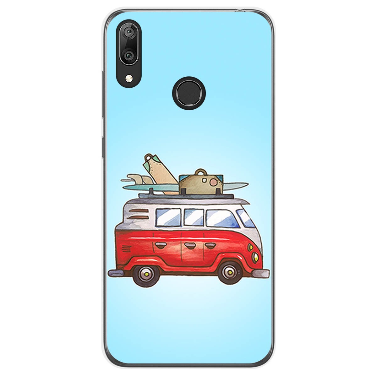 Funda Gel Tpu para Huawei Y7 2019 diseño Furgoneta Dibujos