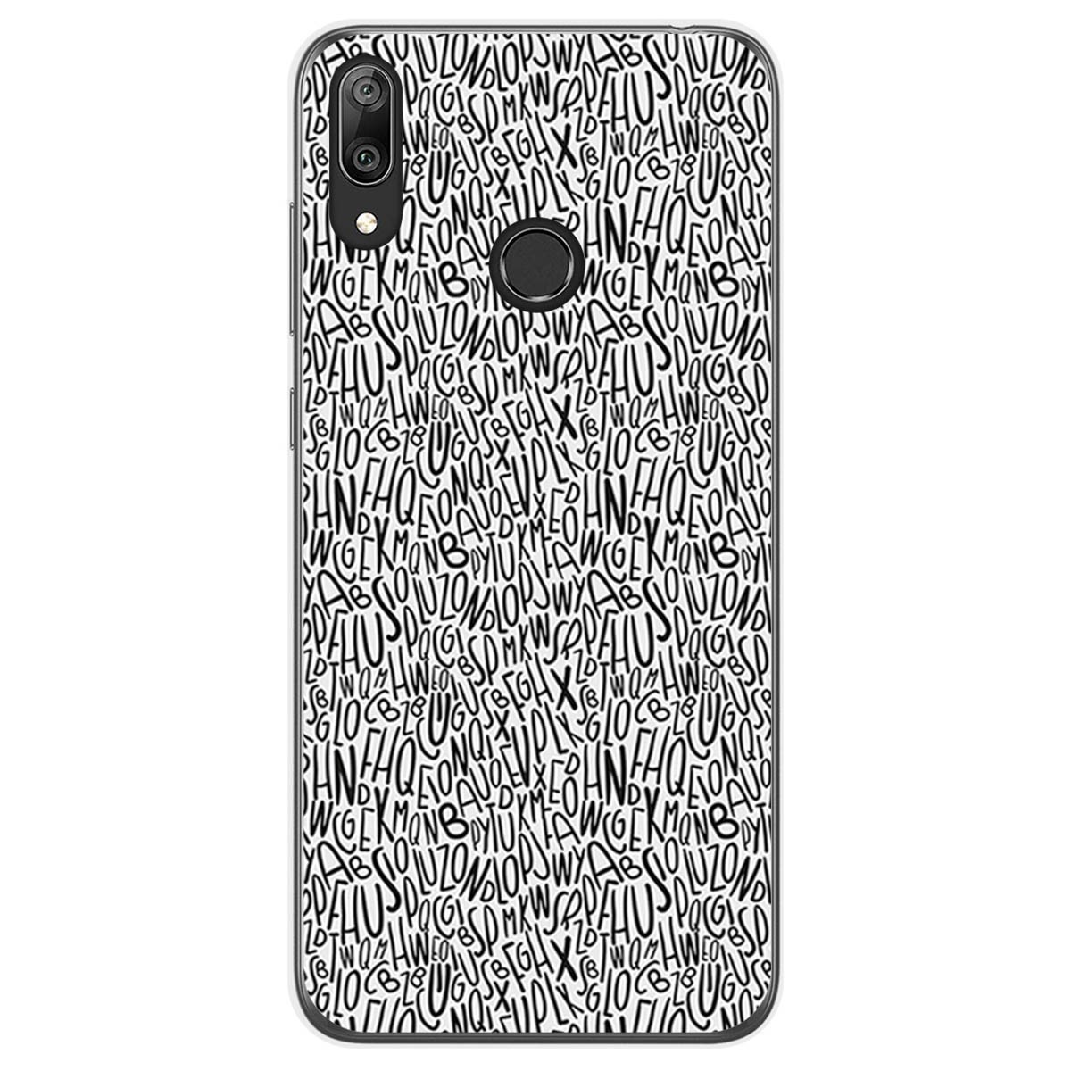 Funda Gel Tpu para Huawei Y7 2019 diseño Letras Dibujos