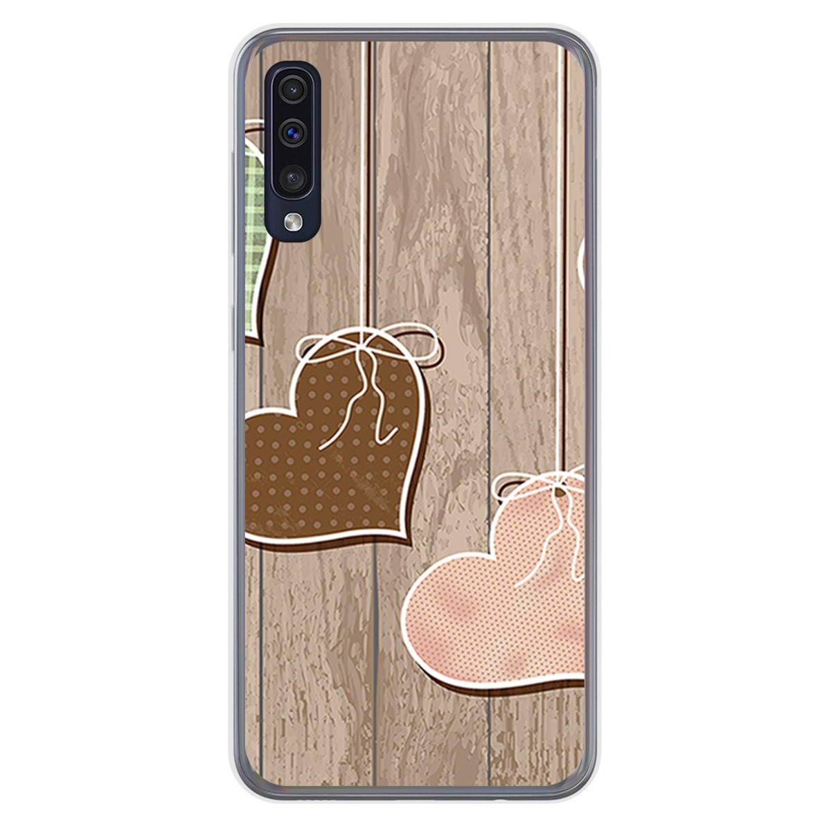 Funda Gel Tpu para Samsung Galaxy A50 / A50s / A30s diseño Corazones Madera Dibujos
