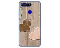 Funda Gel Tpu para Huawei Honor View 20 diseño Corazones Madera Dibujos